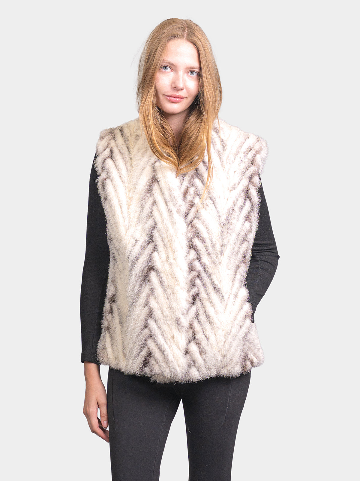 Women's Chevron Cross Mink Vest