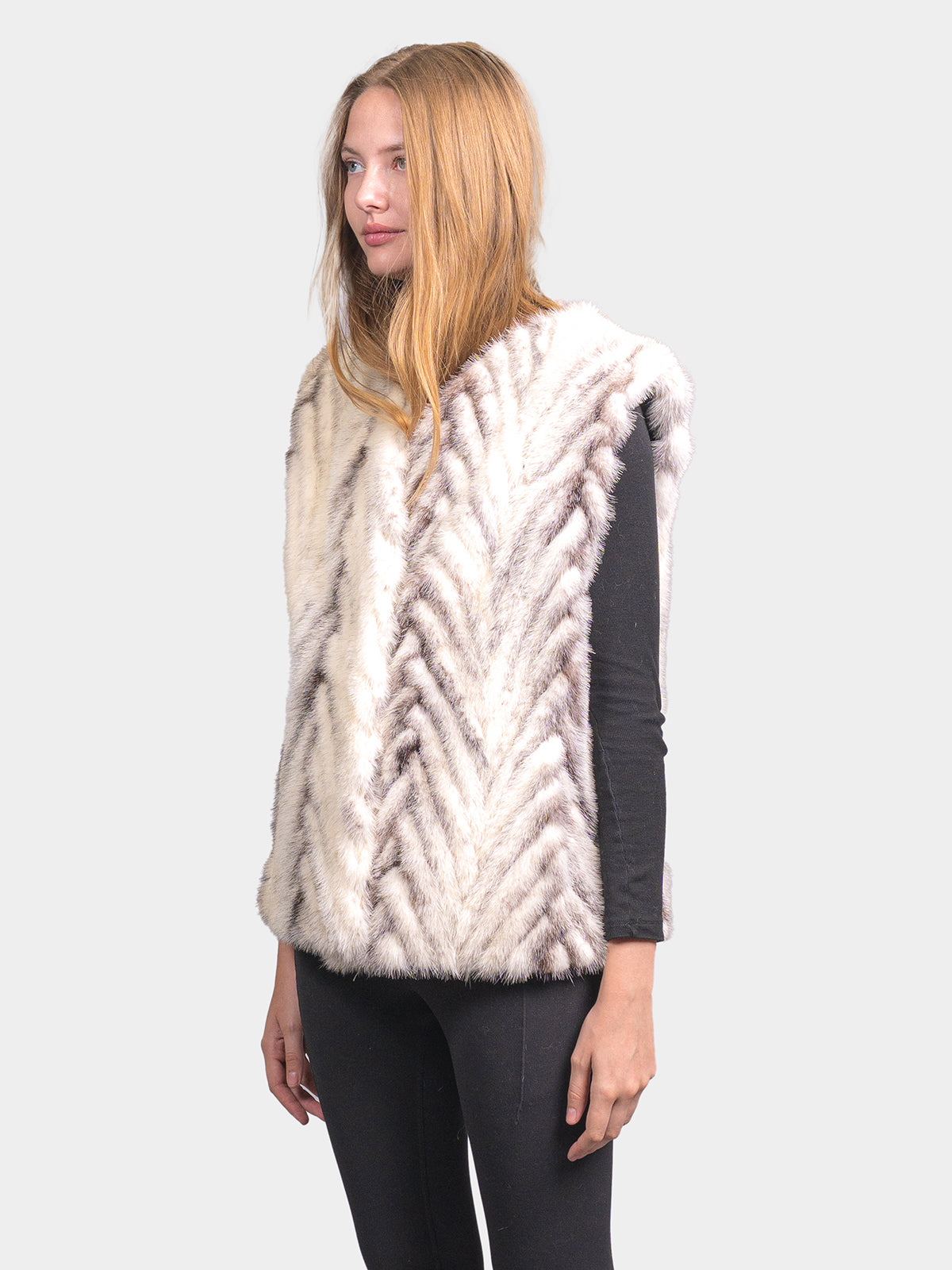 Women's Chevron Cross Mink Vest