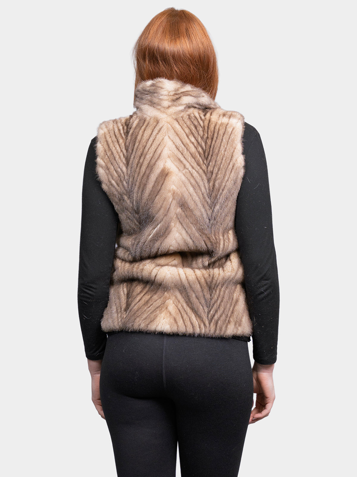 Women's Soft Iris Chevron Mink Vest