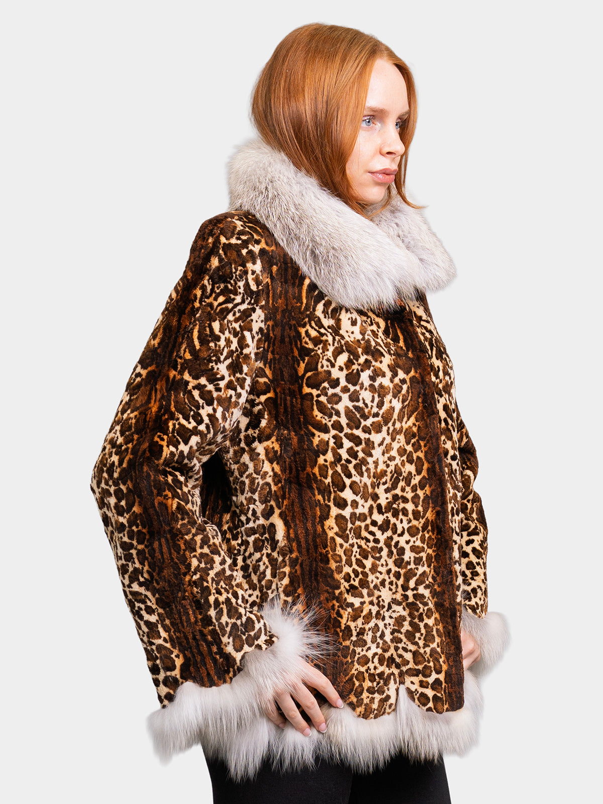 Women's Animal Print Sheared Beaver Jacket