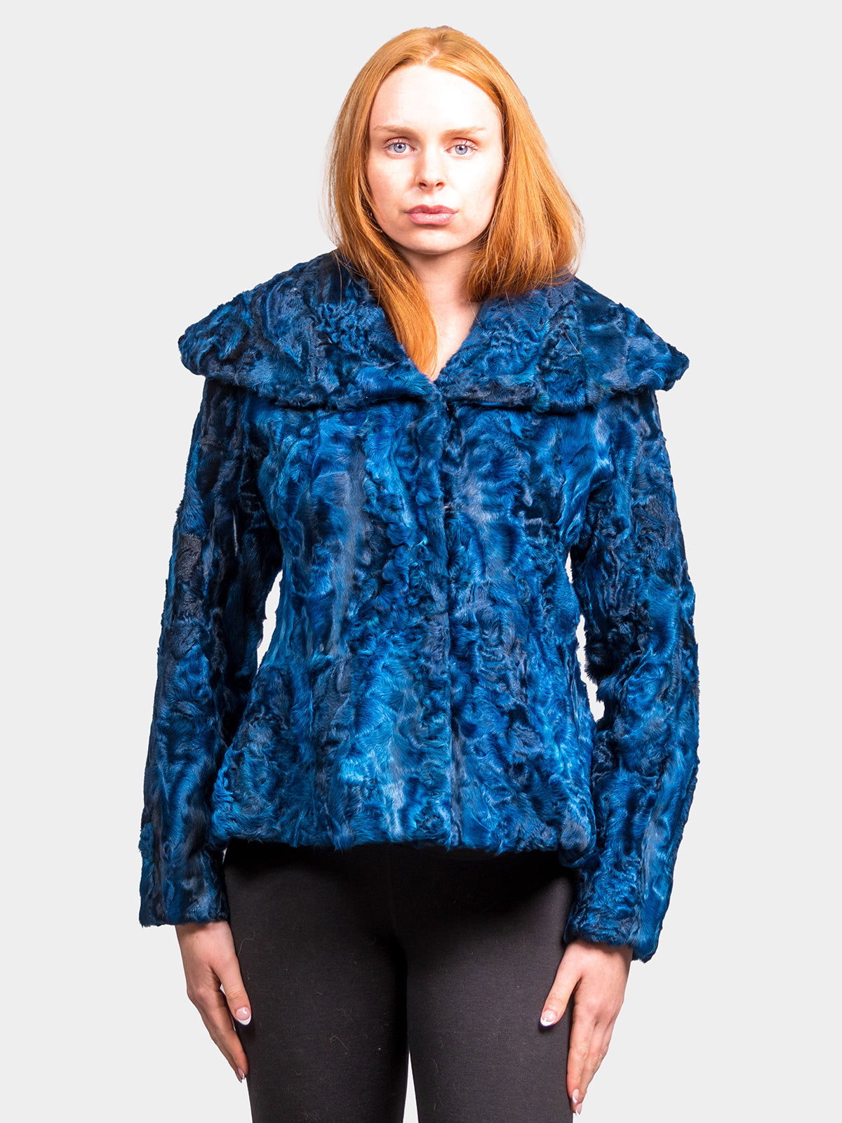 Women's Electric Blue Perisan Lamb Jacket