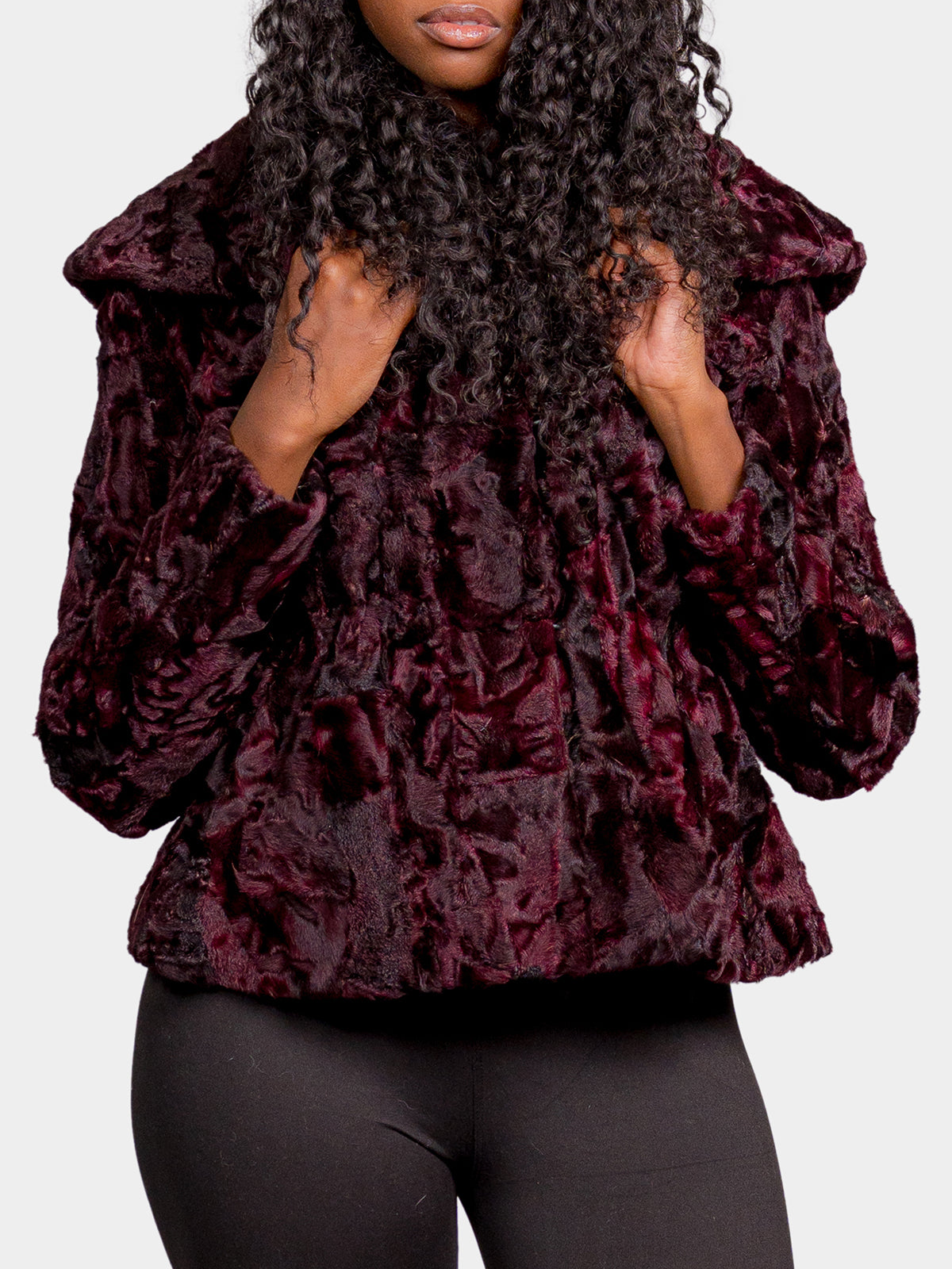 Women's Merlot Sculptured Karakul Shearling Jacket