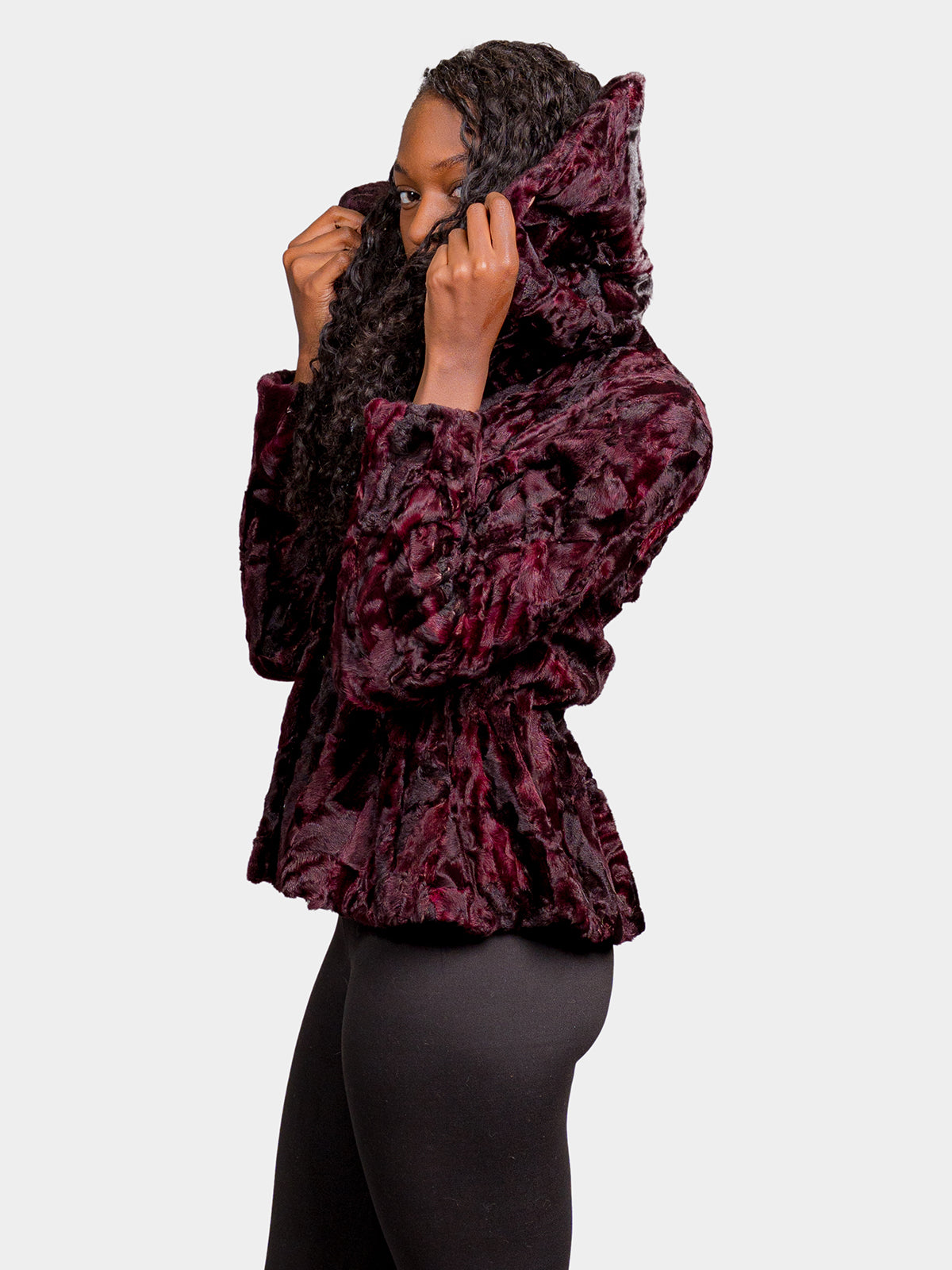 Women's Merlot Sculptured Karakul Shearling Jacket