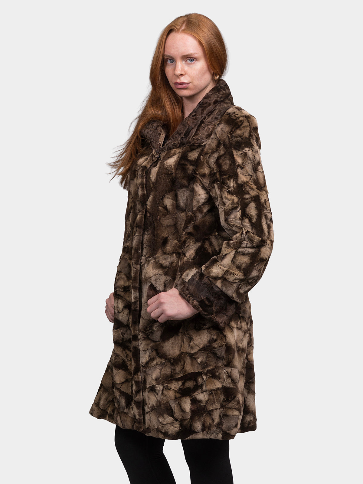 Women's Foiled Chocolate Sculptured Sheared Mink Stroller