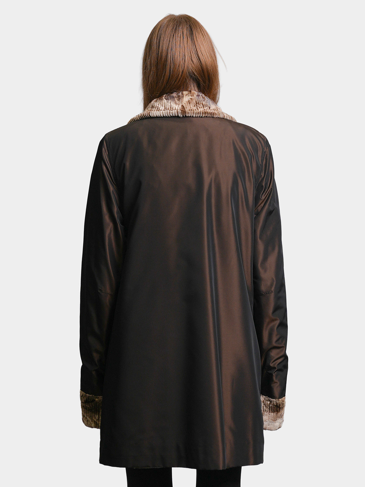 Women's Reversible Foiled Chocolate Sheared Mink Stroller