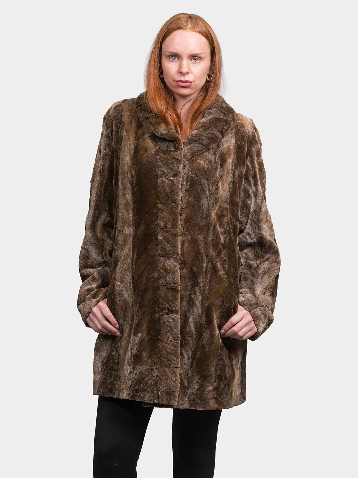 Women's Sculptured Sheared Mink, Reversible Taffeta