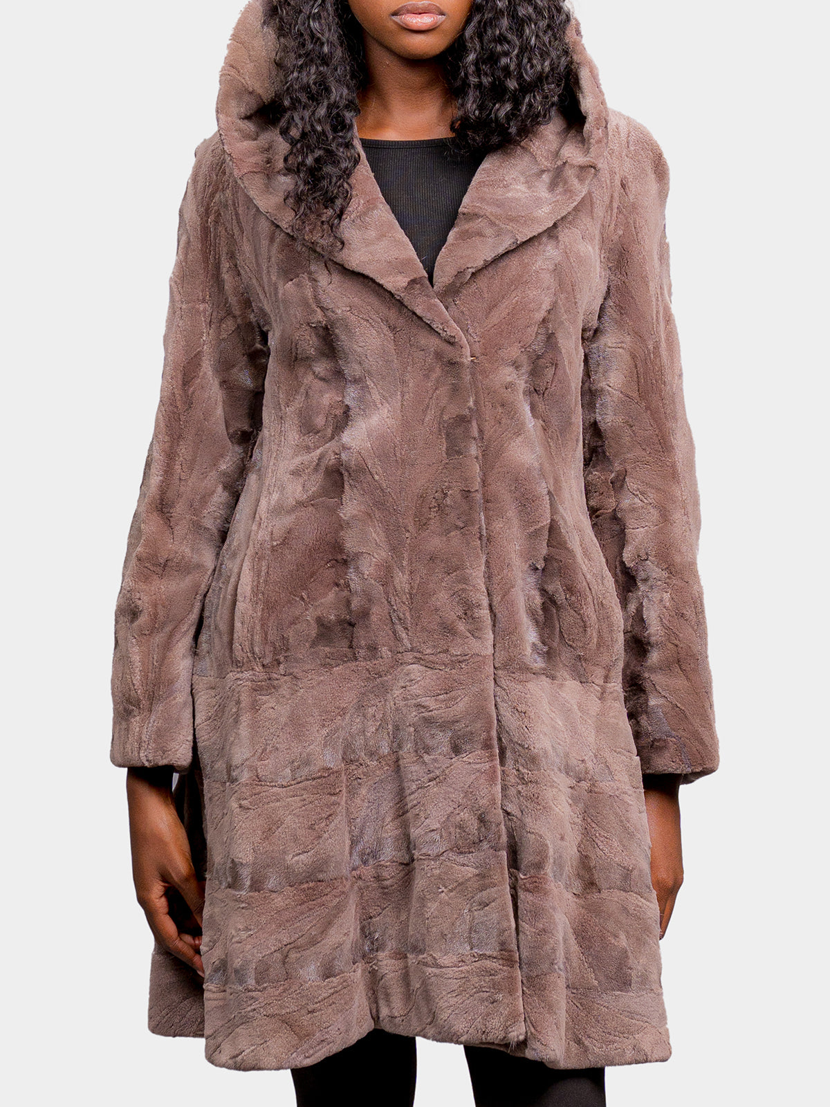 Women's Blush Sculptured Sheared Mink Stroller