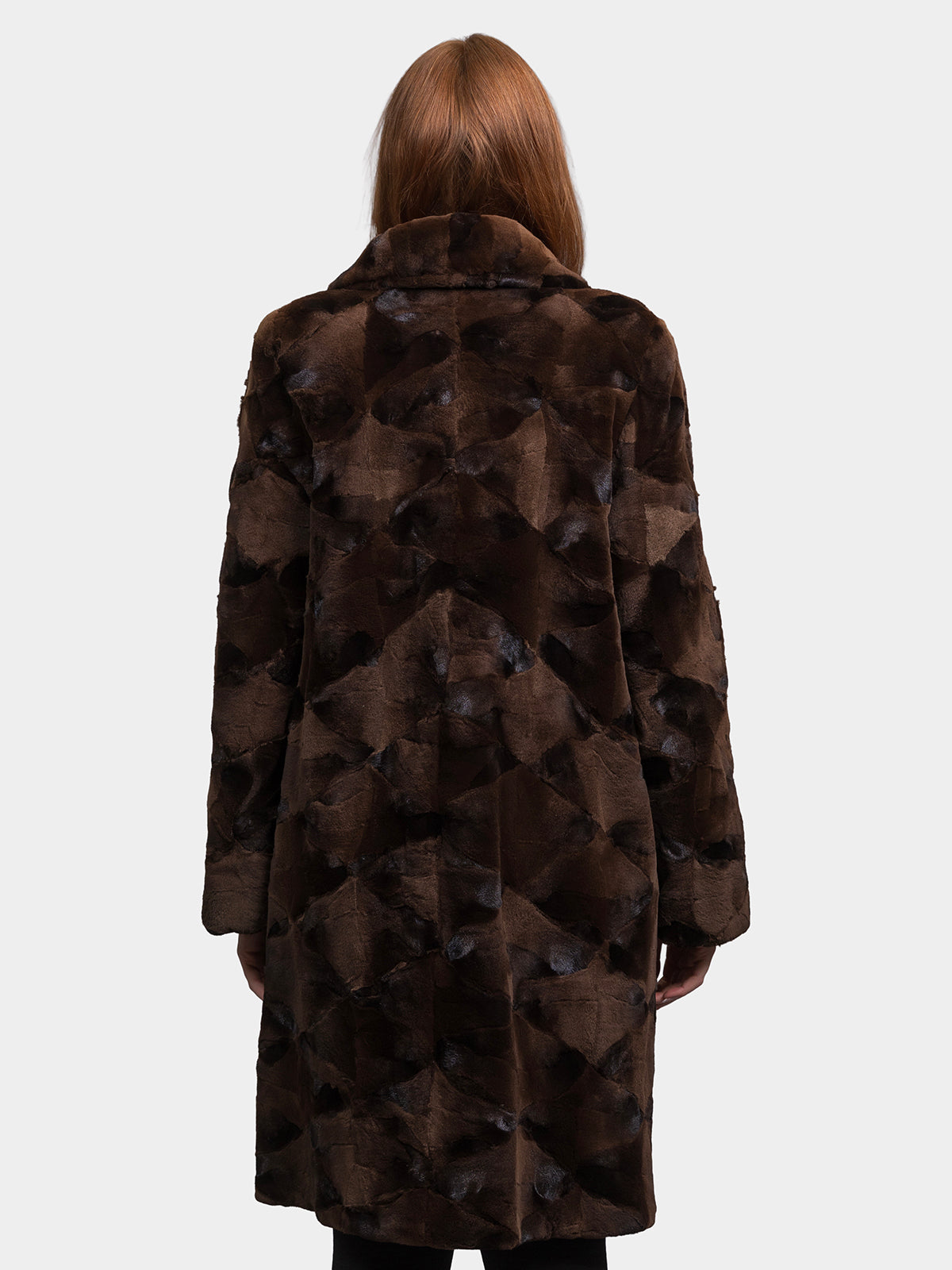 Women's Sculptured Mink Sections, Reversible Taffeta
