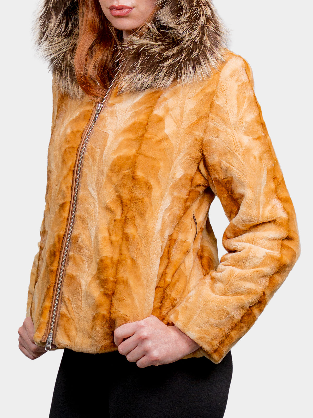 Women's Whiskey Sculptured Sheared Mink Jacket