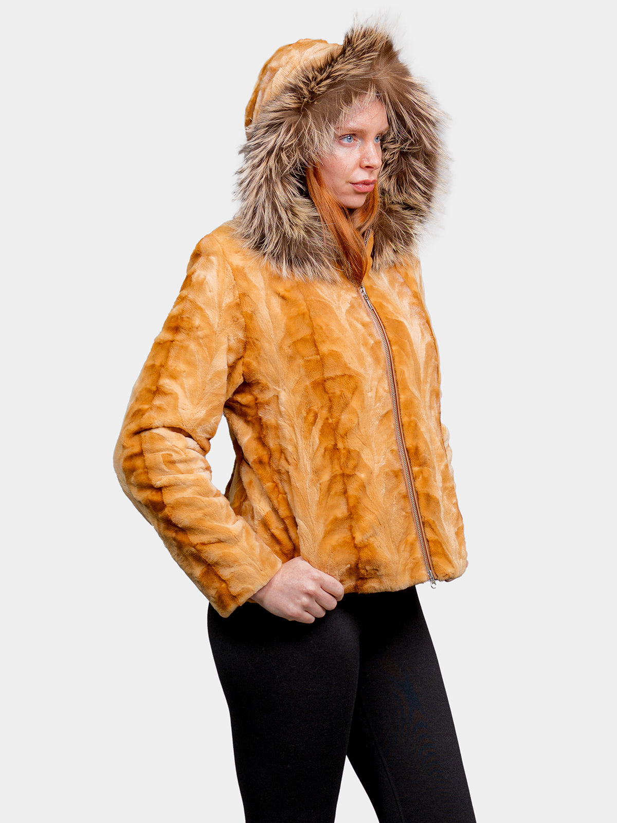 Women's Whiskey Sculptured Sheared Mink Jacket