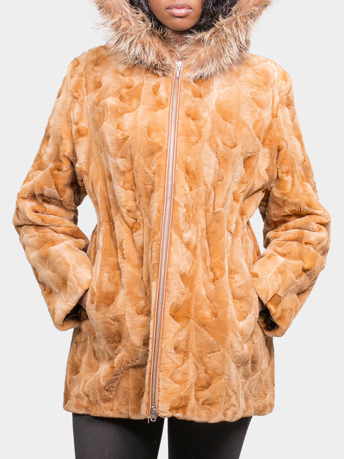 Women's Whiskey Sculptured Sheared Mink Jacket
