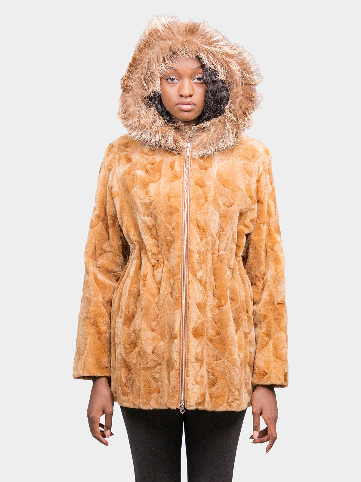 Women's Whiskey Sculptured Sheared Mink Jacket