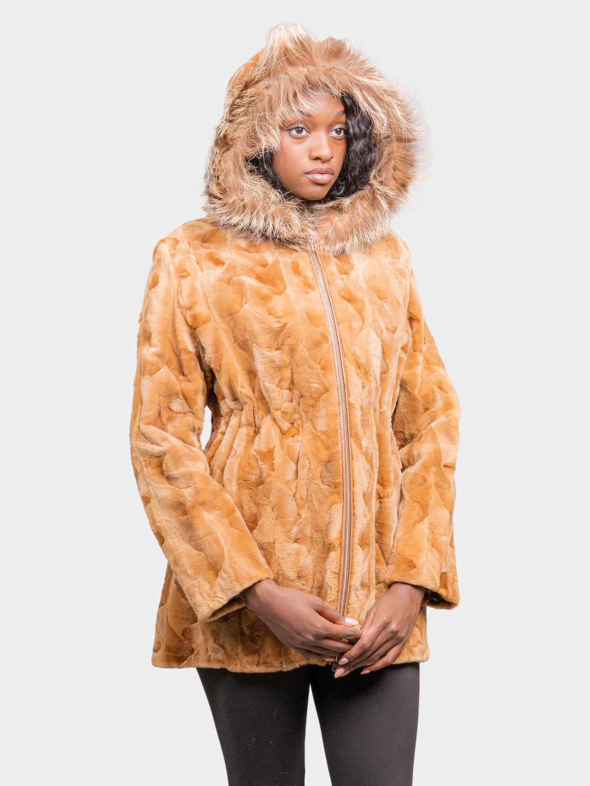 Women's Whiskey Sculptured Sheared Mink Jacket