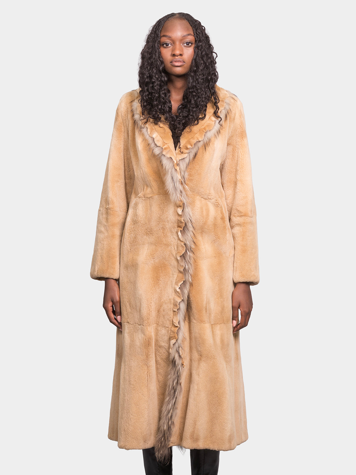 Women's Golden Plucked Mink Coat