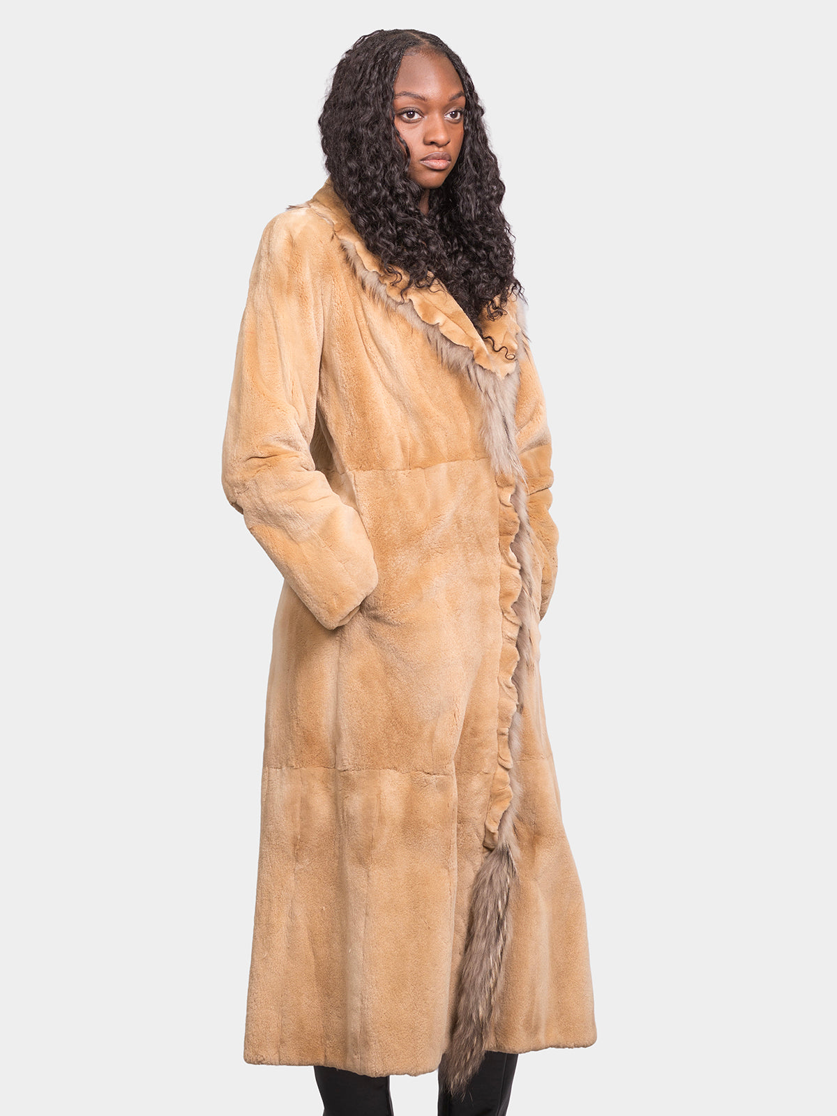 Women's Golden Plucked Mink Coat