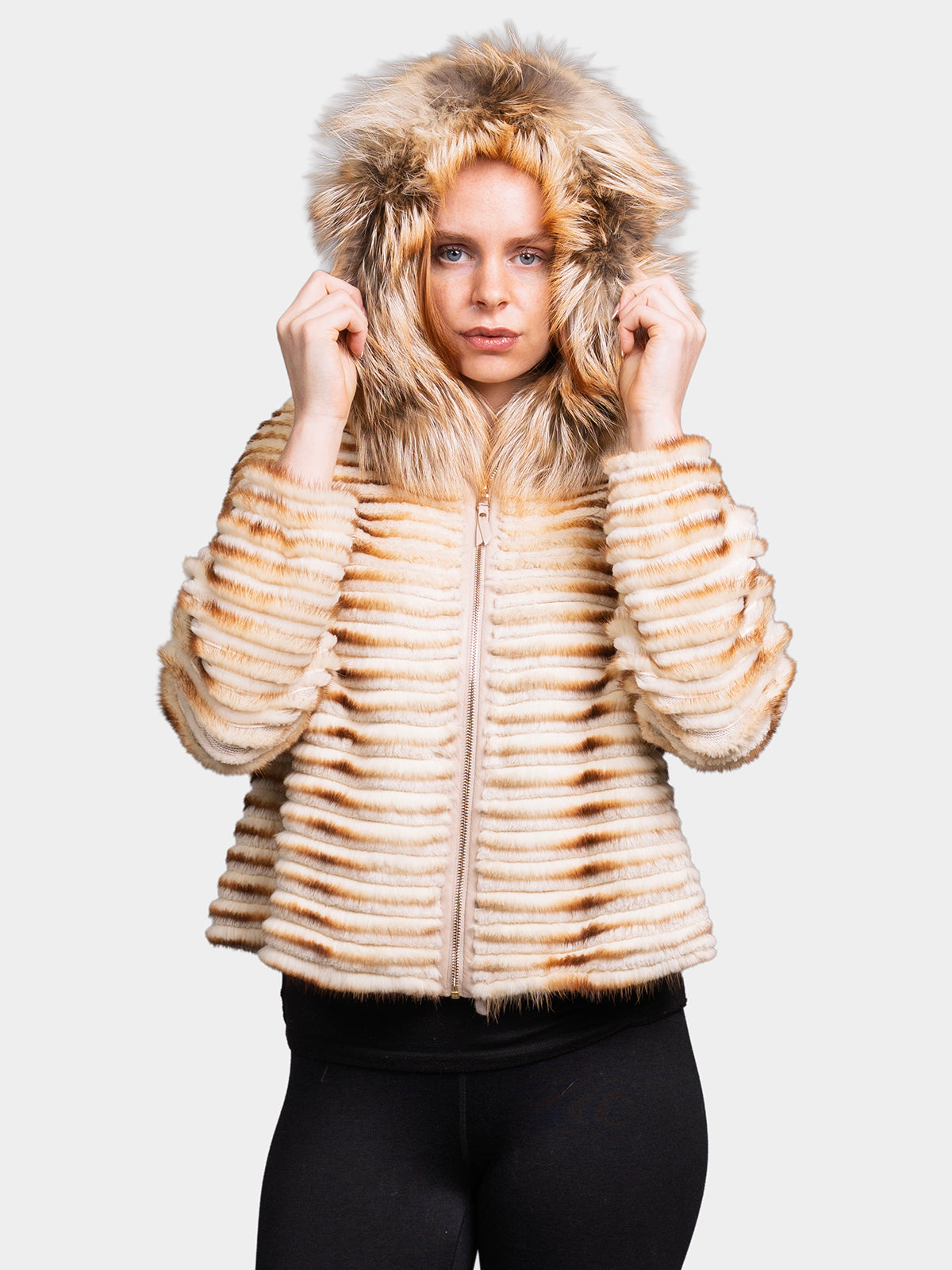 Women's Cream Feathered Mink & Beaver Jacket