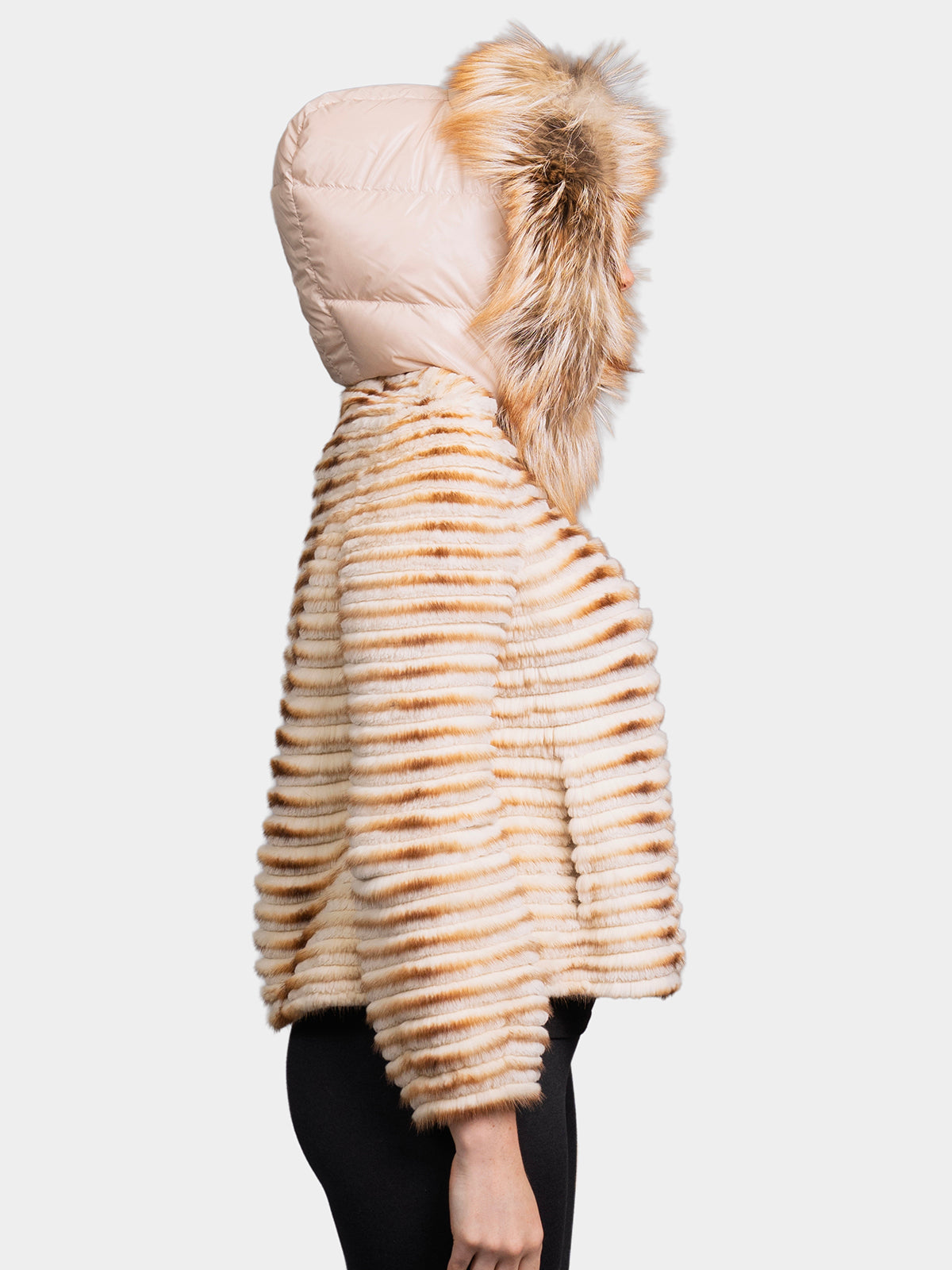 Women's Cream Feathered Mink & Beaver Jacket