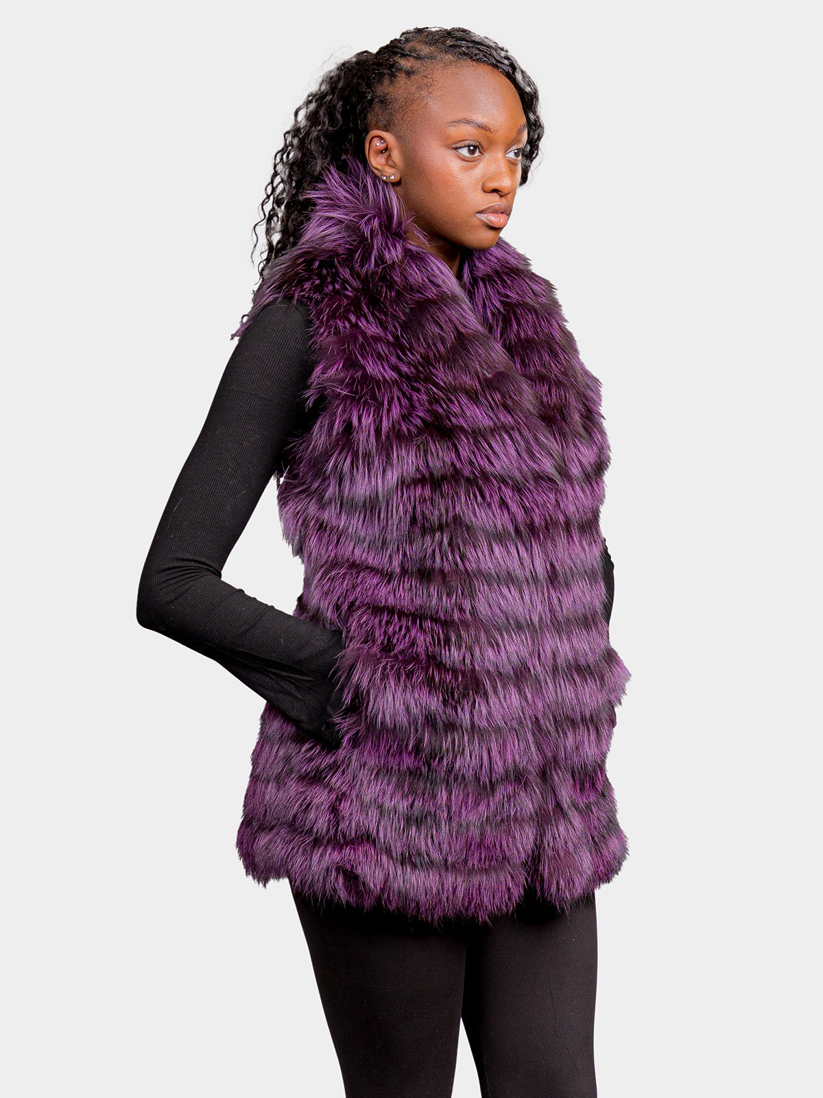 Women's Purple Silver Fox Vest