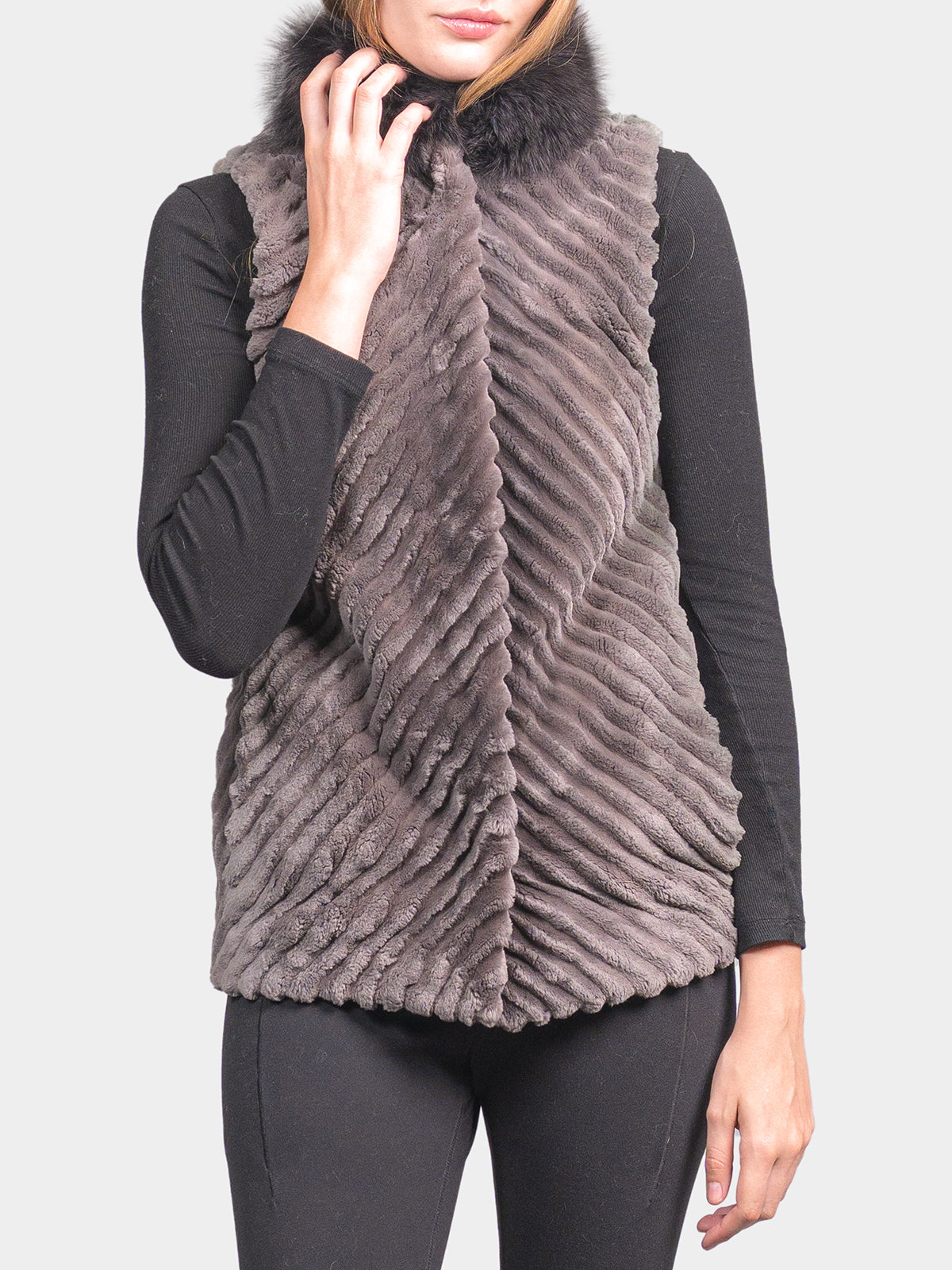 Women's Pewter Sheared Beaver Vest
