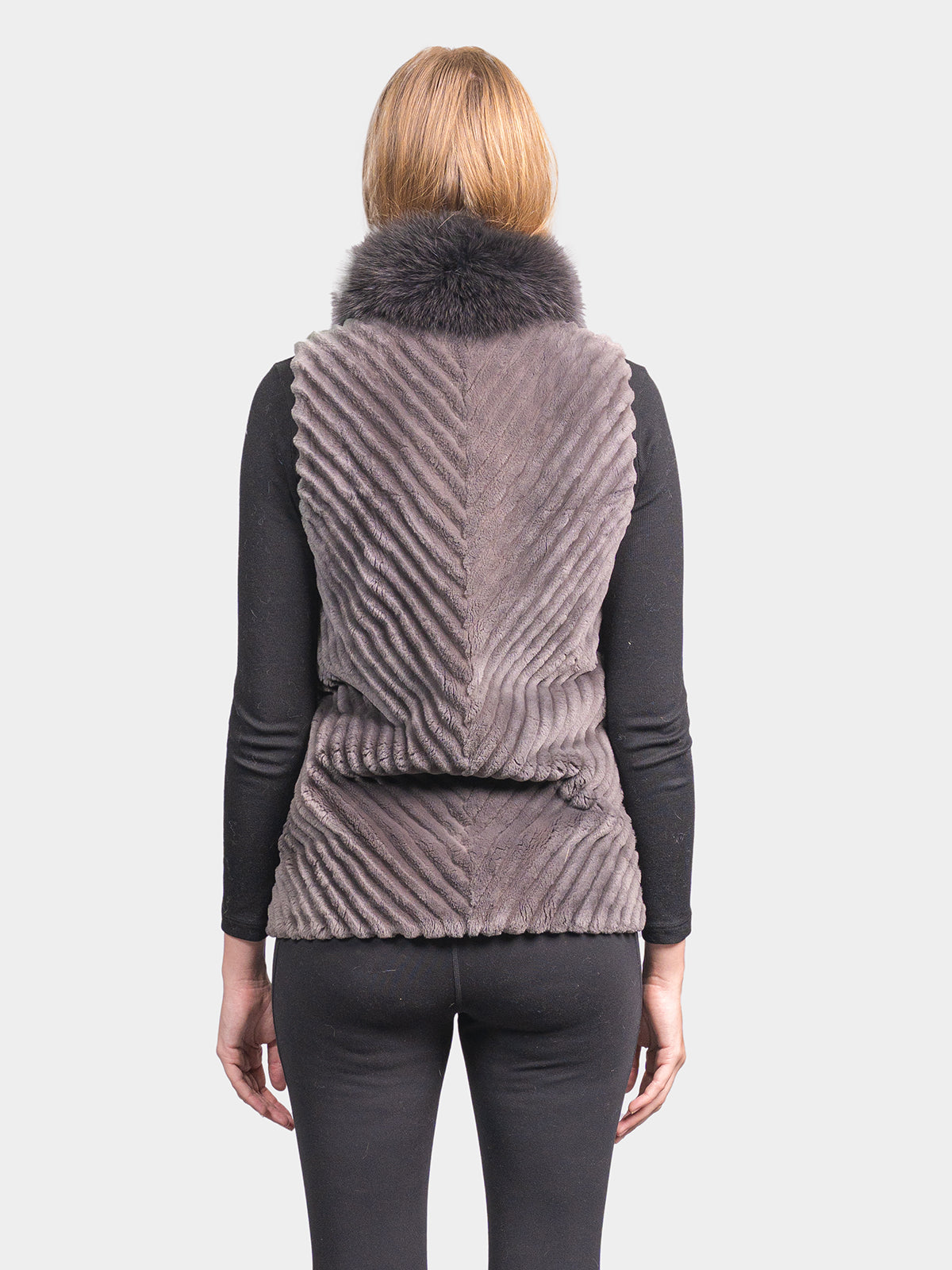 Women's Pewter Sheared Beaver Vest