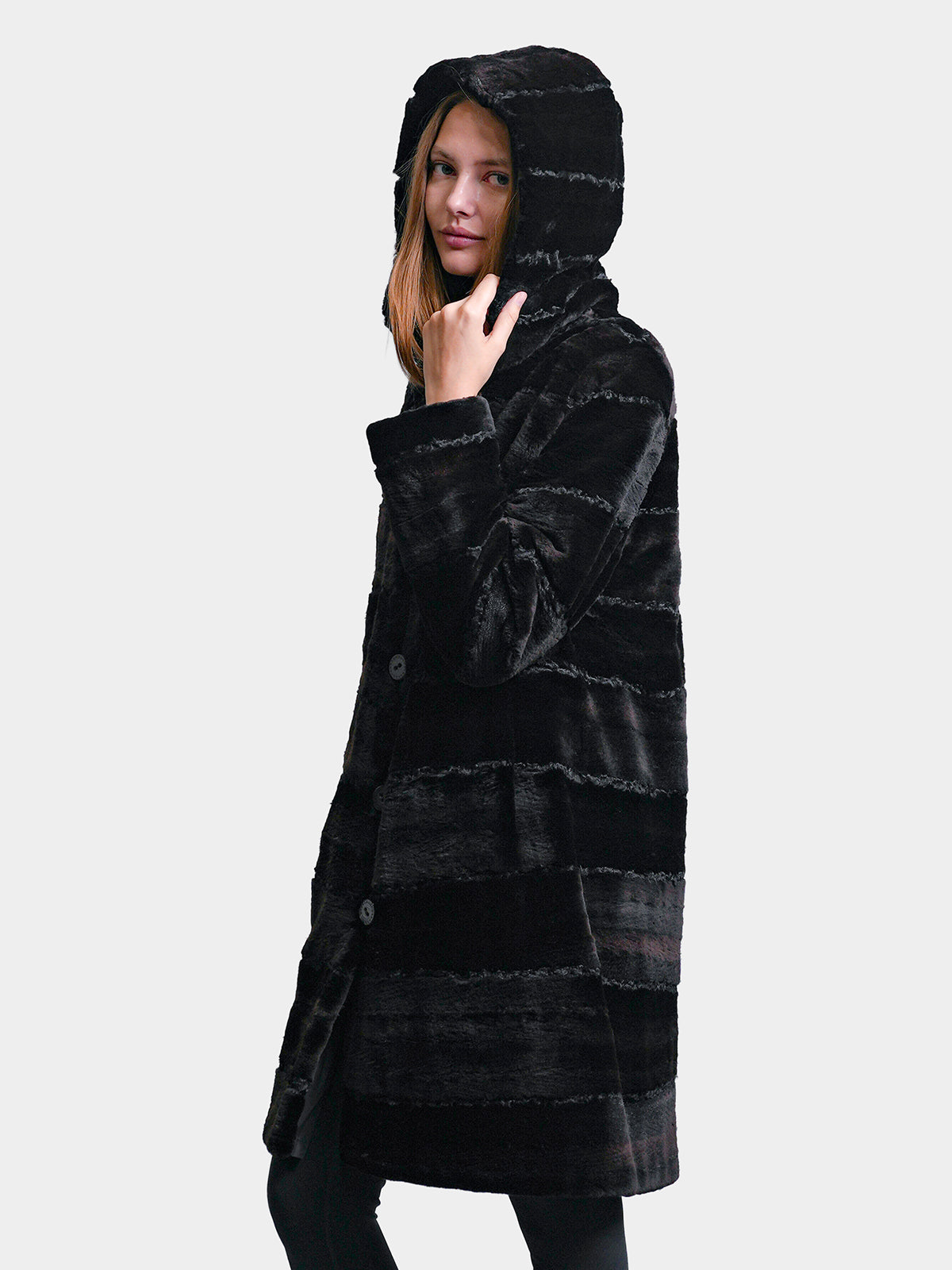 Women's Reversible Black Sheared Mink Parka