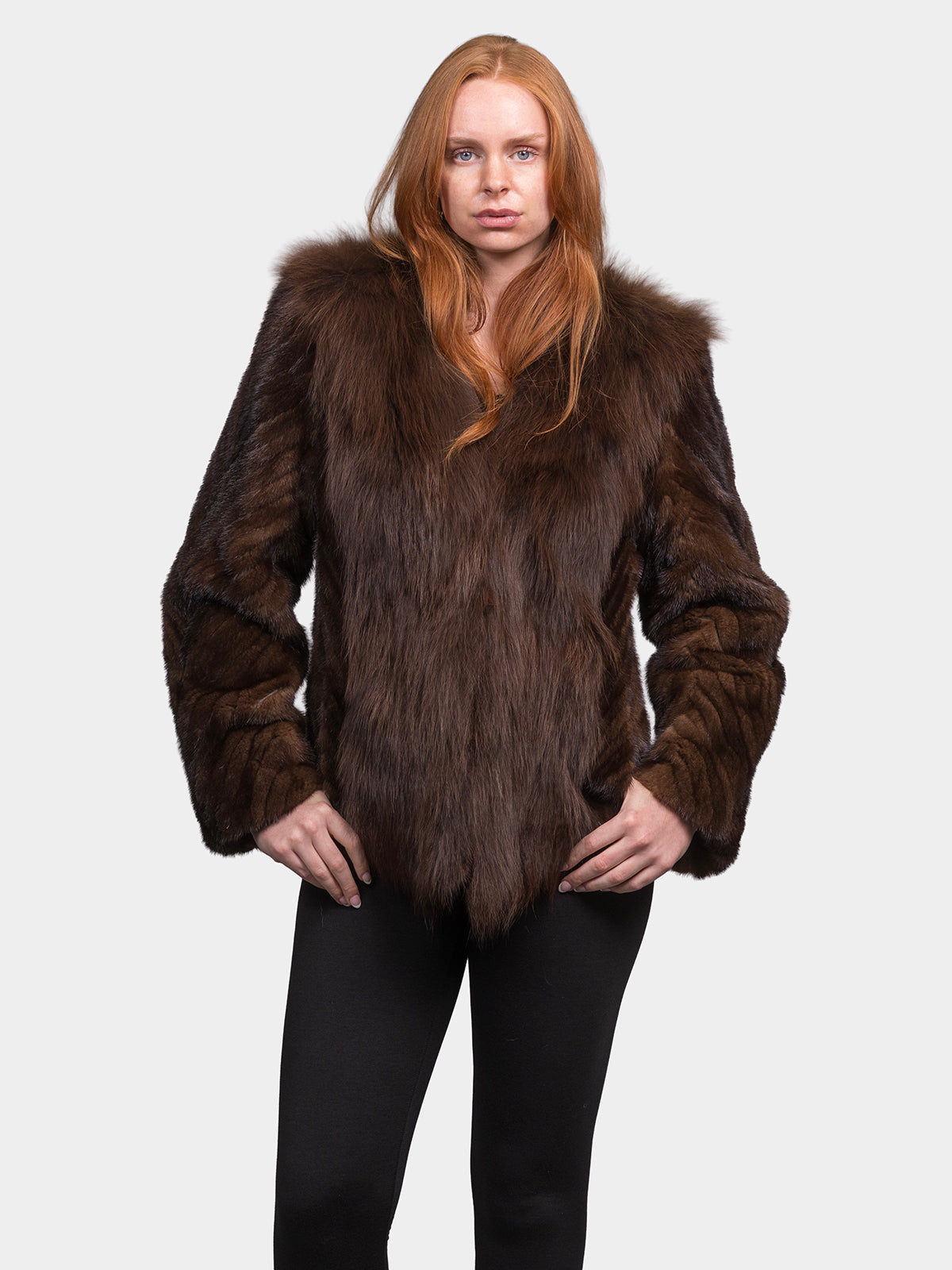 Women's Demi Buff Chevron Mink Jacket