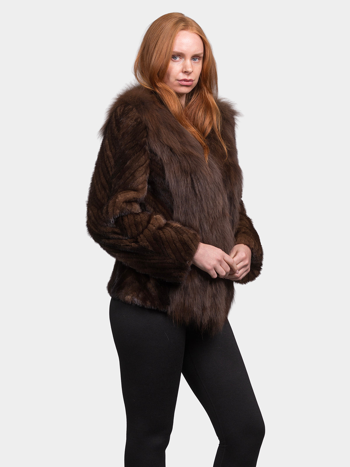 Women's Demi Buff Chevron Mink Jacket