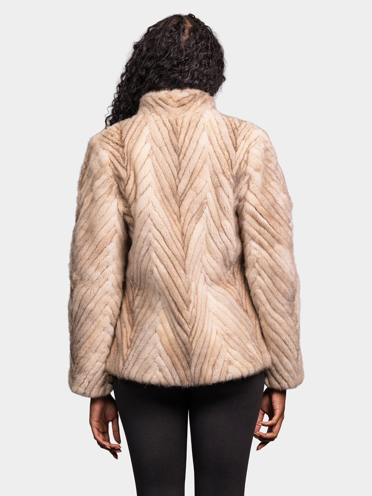 Women's White Gold Chevron Mink Jacket