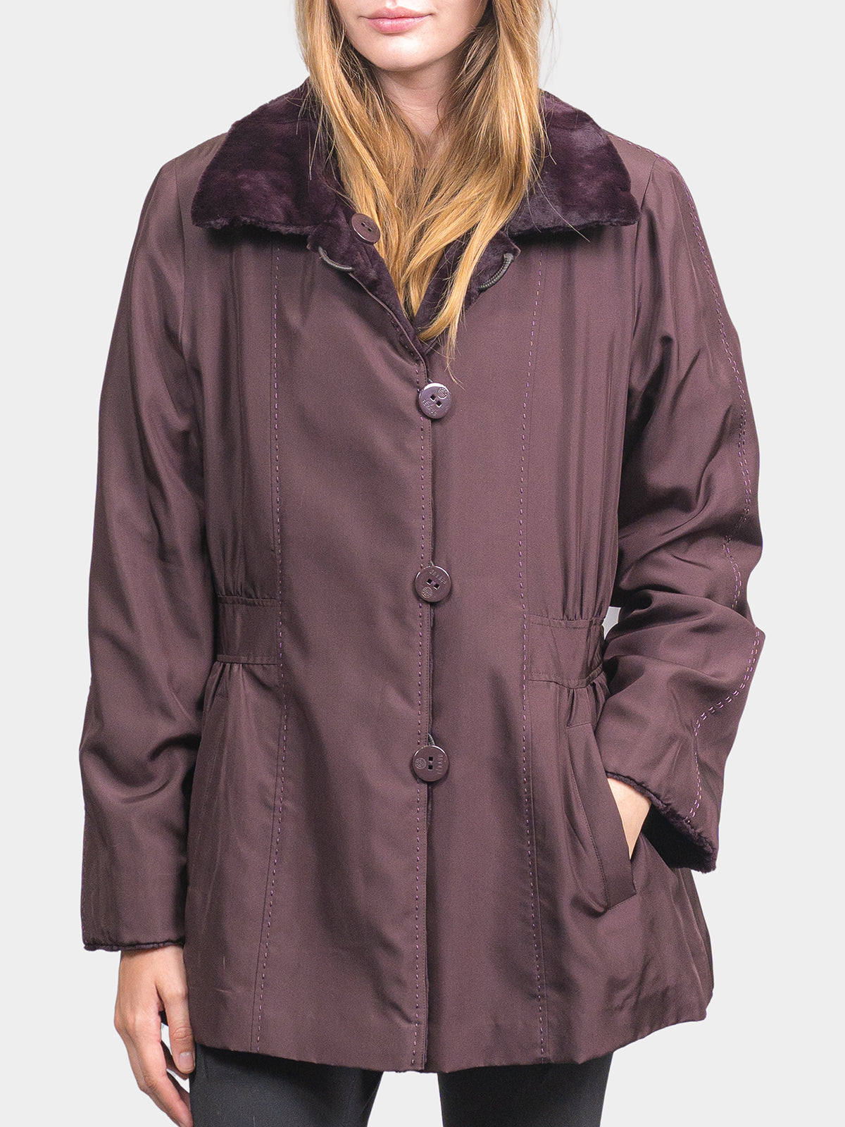 Women's Wine Mink Jacket