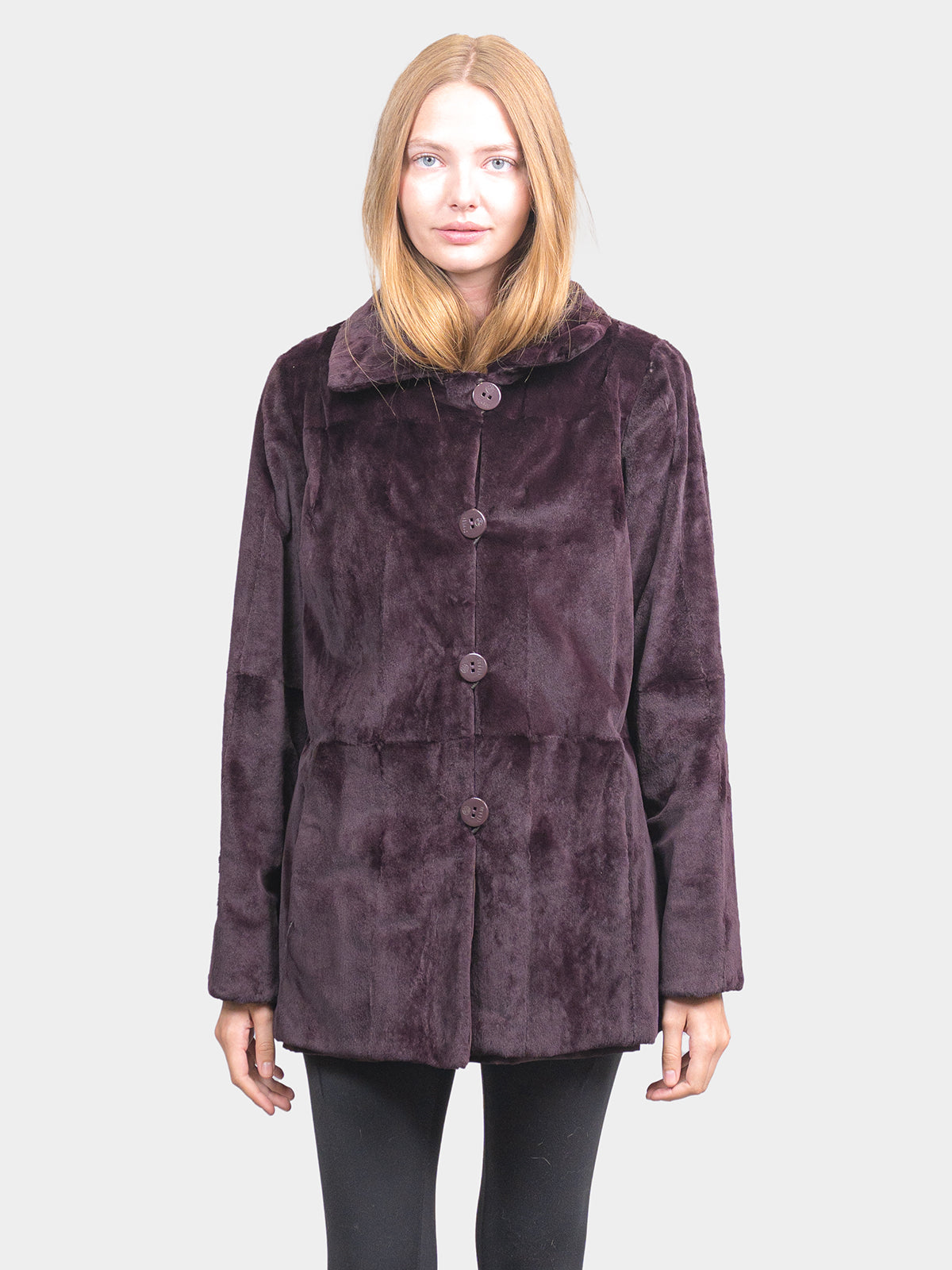 Women's Wine Mink Jacket
