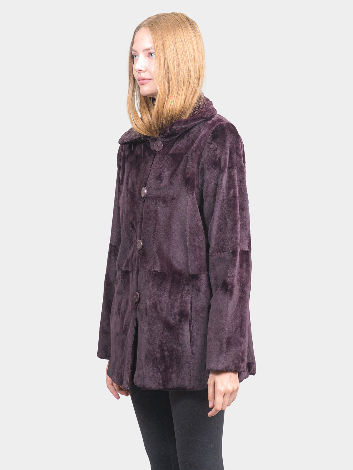 Women's Wine Mink Jacket