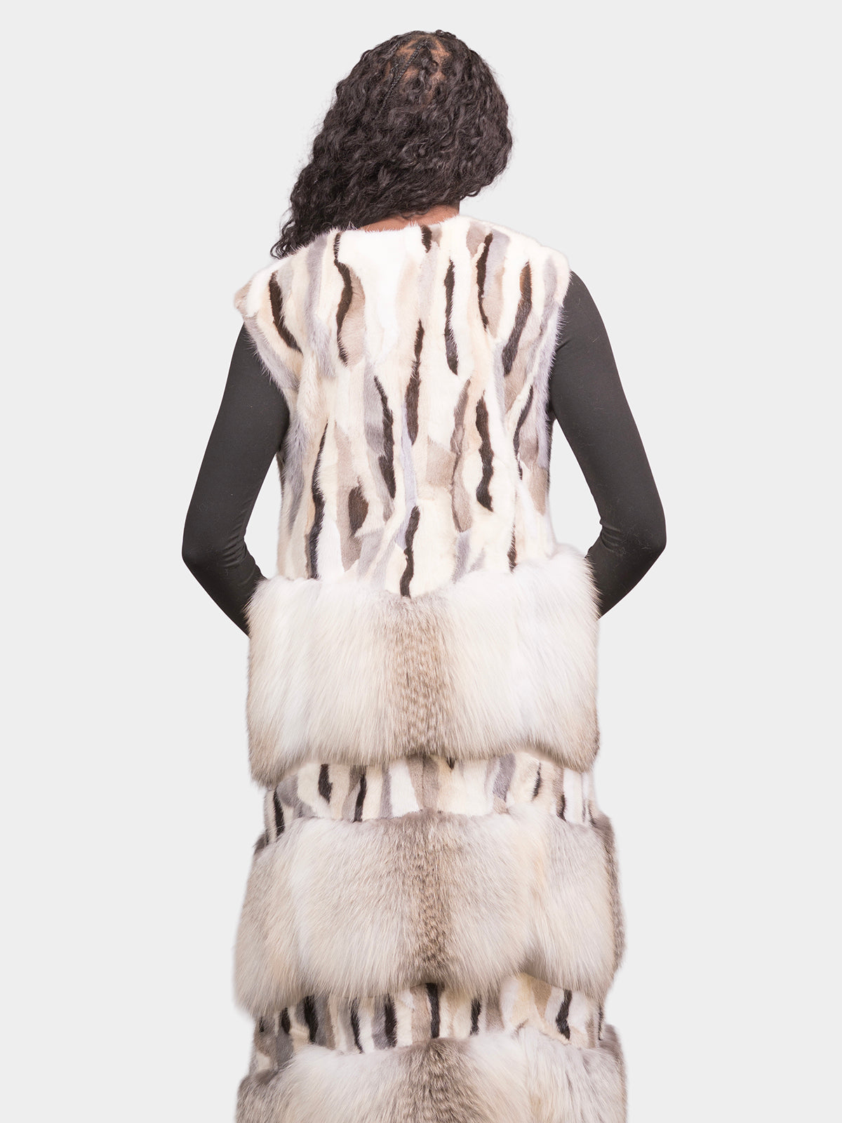 Women's Multi Mink Vest with Fox Trim
