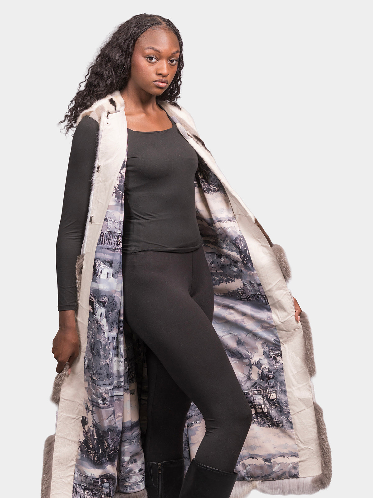 Women's Multi Mink Vest with Fox Trim