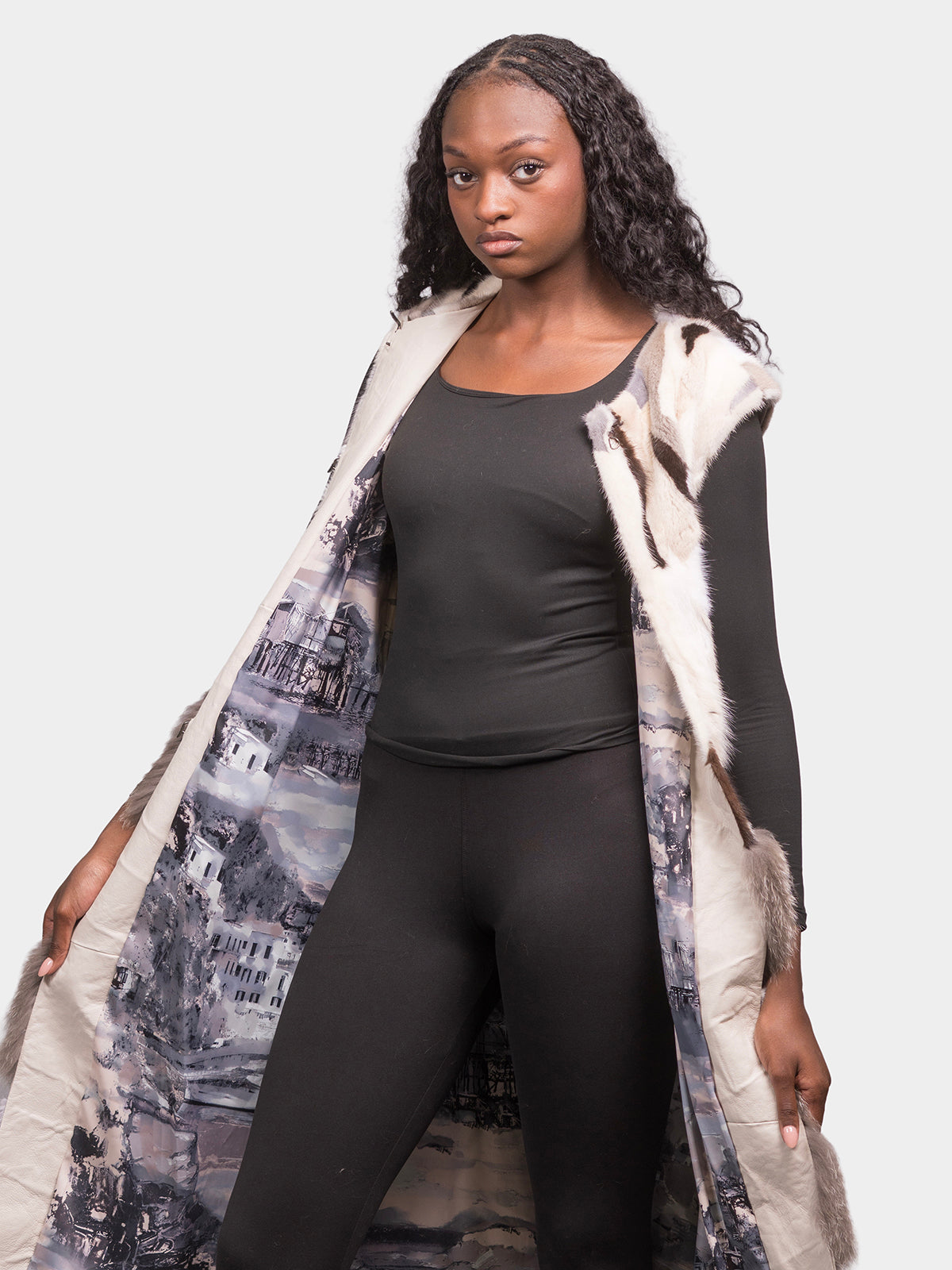 Women's Multi Mink Vest with Fox Trim
