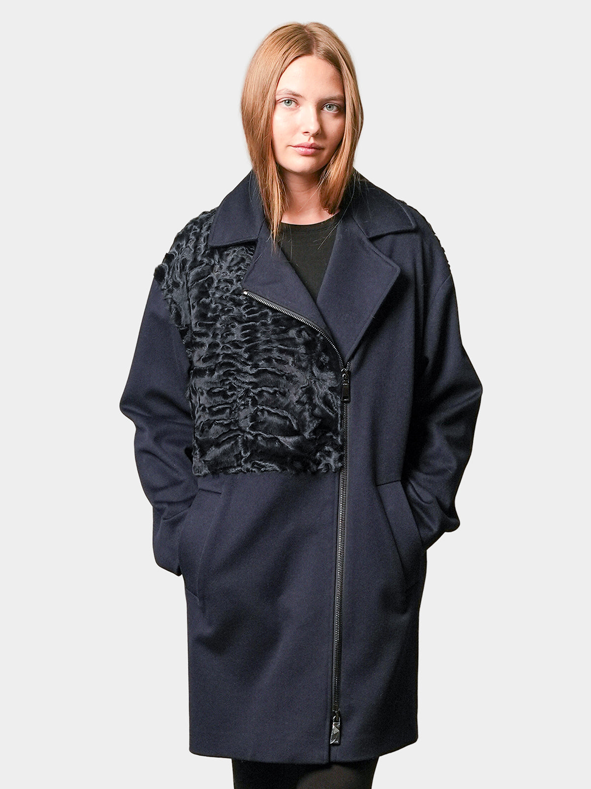 Women's Blue Cashmere & Karakul Lamb Stroller