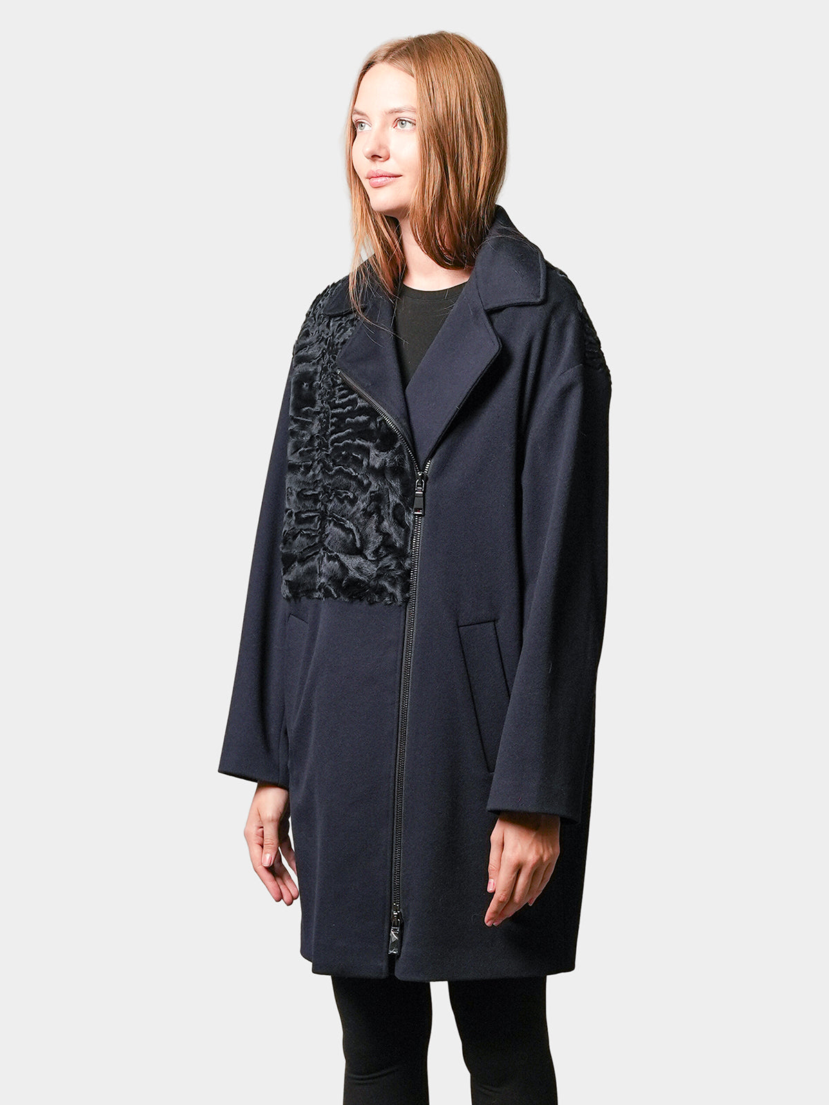 Women's Blue Cashmere & Karakul Lamb Stroller