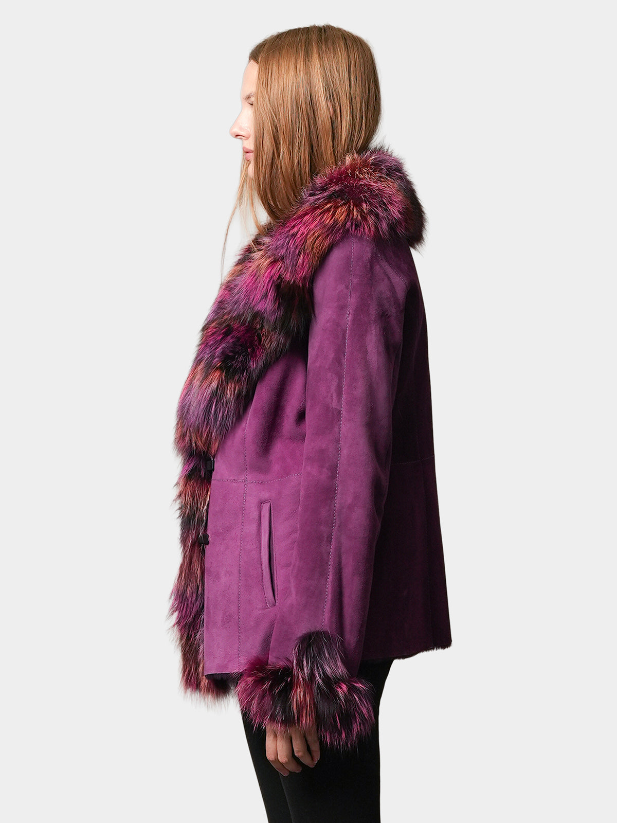 Women's Multi Color Shearling Lamb Jacket