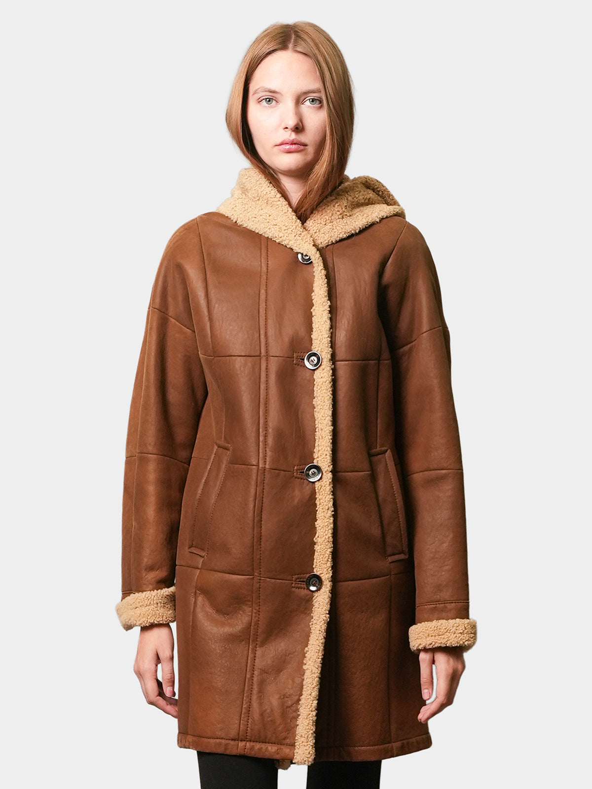 Women's Shearling Lamb Stroller with Hood