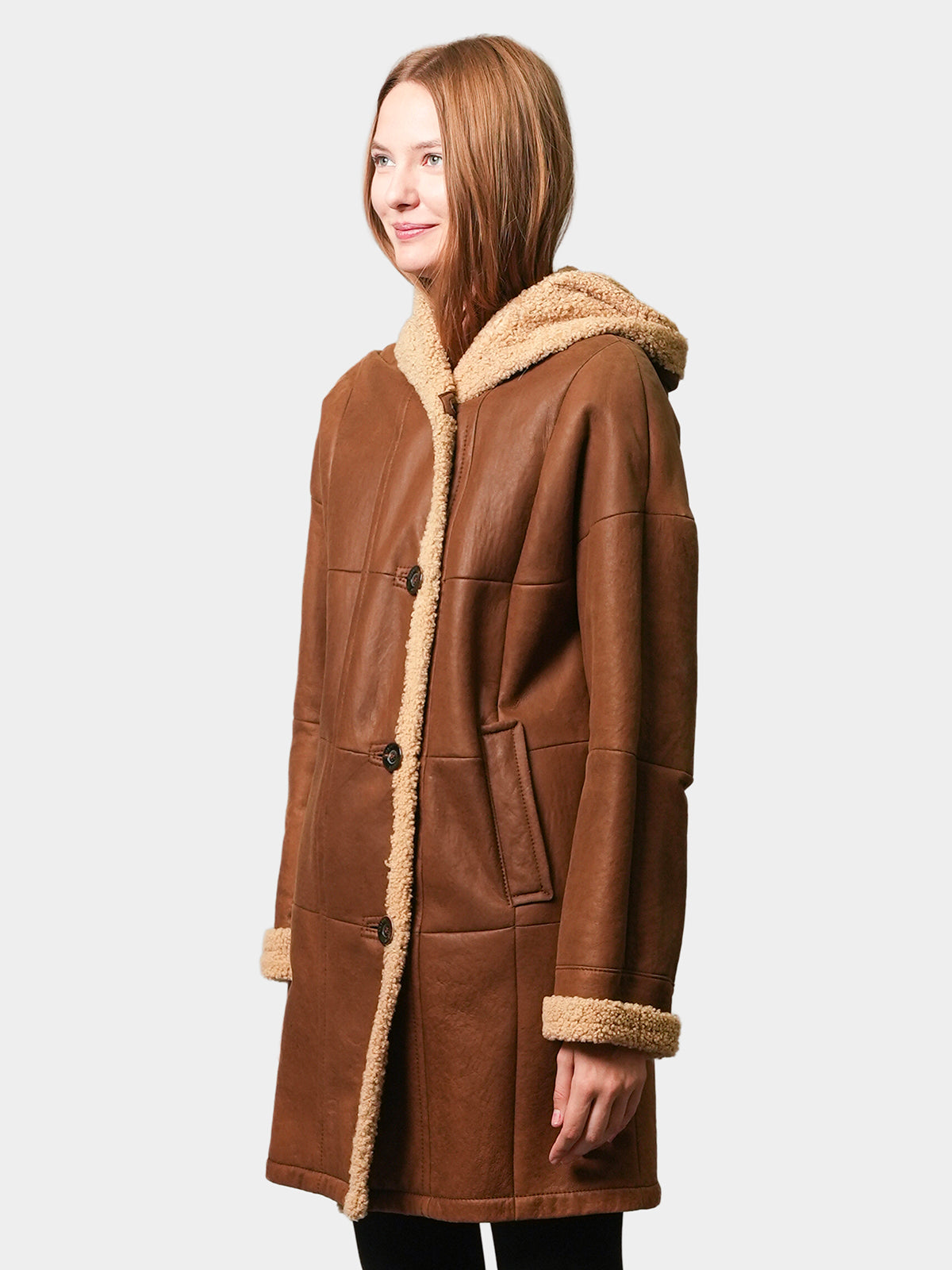 Women's Shearling Lamb Stroller with Hood