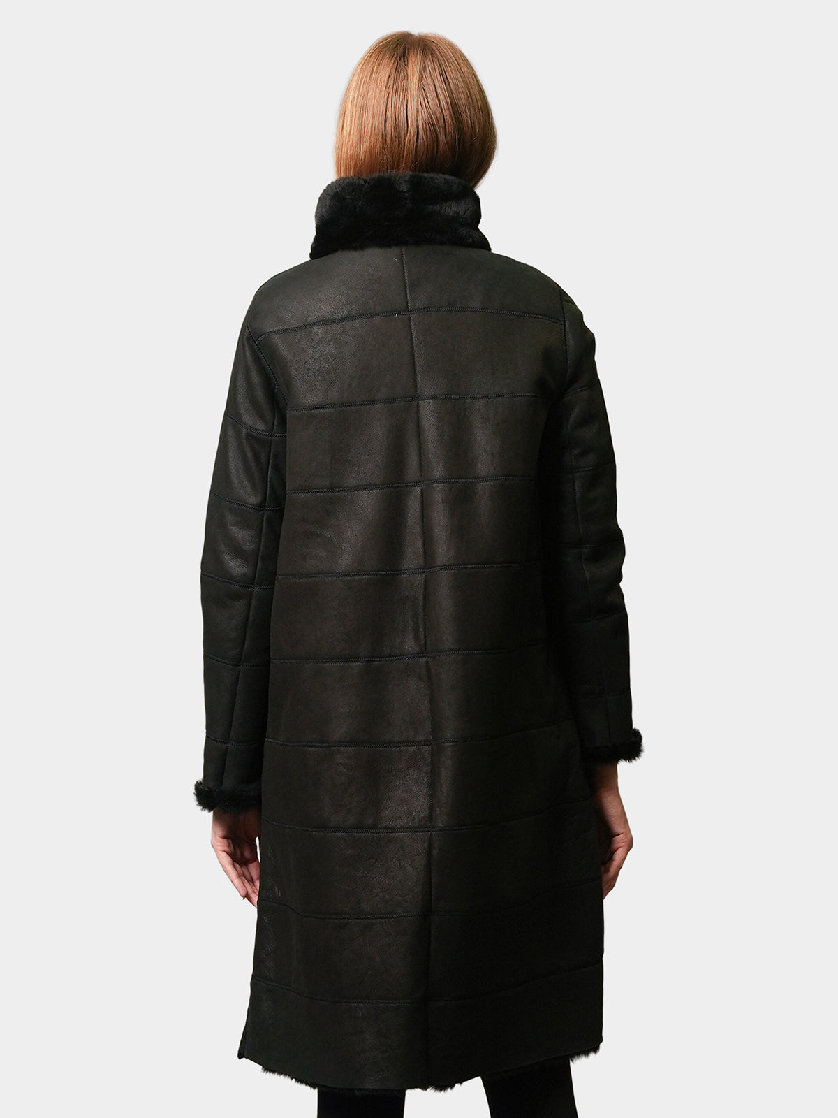 Women's Black Shearling Lamb Stroller