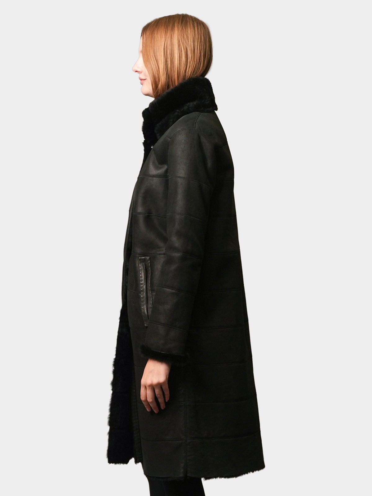 Women's Black Shearling Lamb Stroller