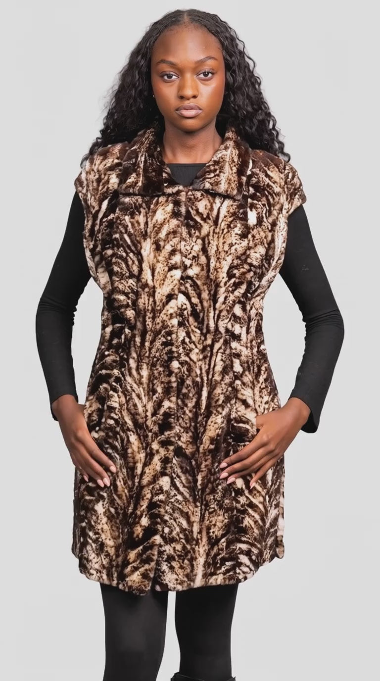 Women's Static Granita Sculptured Sheared Mink Vest